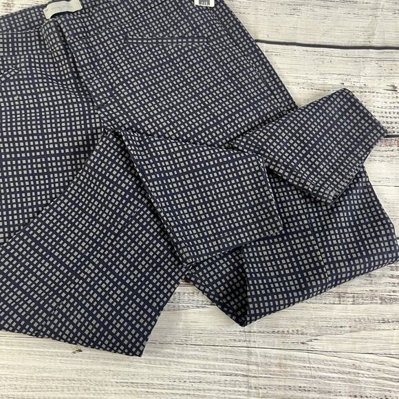 GAP Pants size 14R Ultra Skinny Navy Blue Gray Squares Stretch Casual Career - Picture 6 of 8